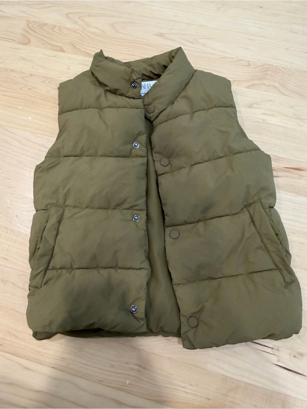 Zara Olive Quilted Puffer Vest for Kids
